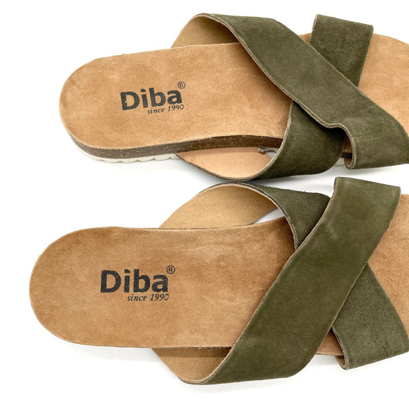Diba Womens Coyote Slide Sandal Size 9 Olive Suede Leather Open Toe Summer Beach - Picture 3 of 11